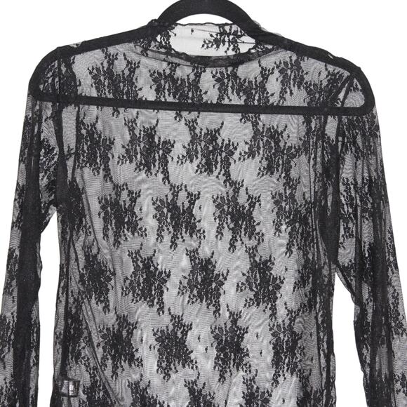 Black Floral Lace Layering Top Long Sleeve Size XL - Picture 3 of 5
